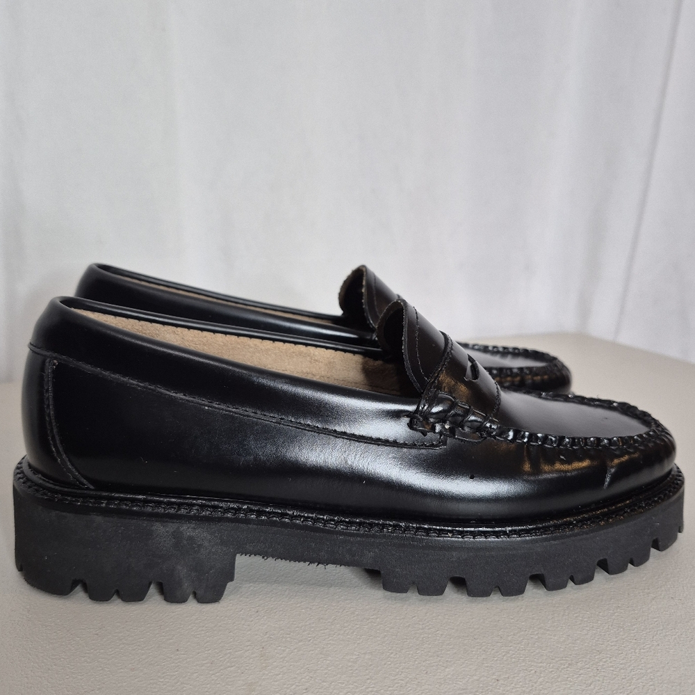 G.H Bass Women's Whitney Super Lug Weejuns Penny Loafer Black Leather - Size 6.5 - Picture 3 of 16